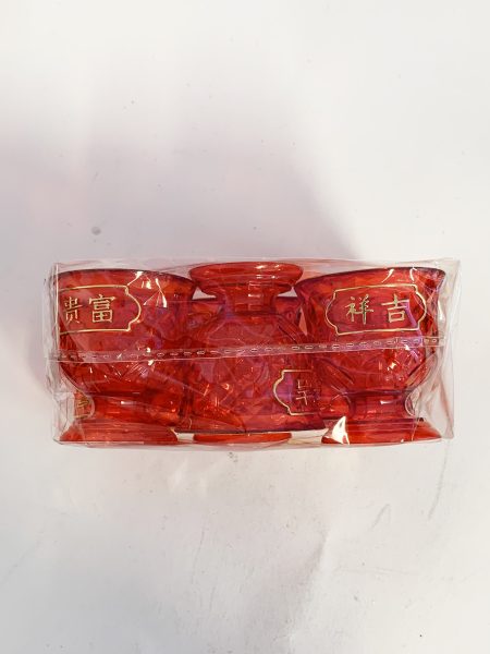 红色吉祥富贵水晶胶杯(拜神用)1*6*40 JOSS RED PLST CUP