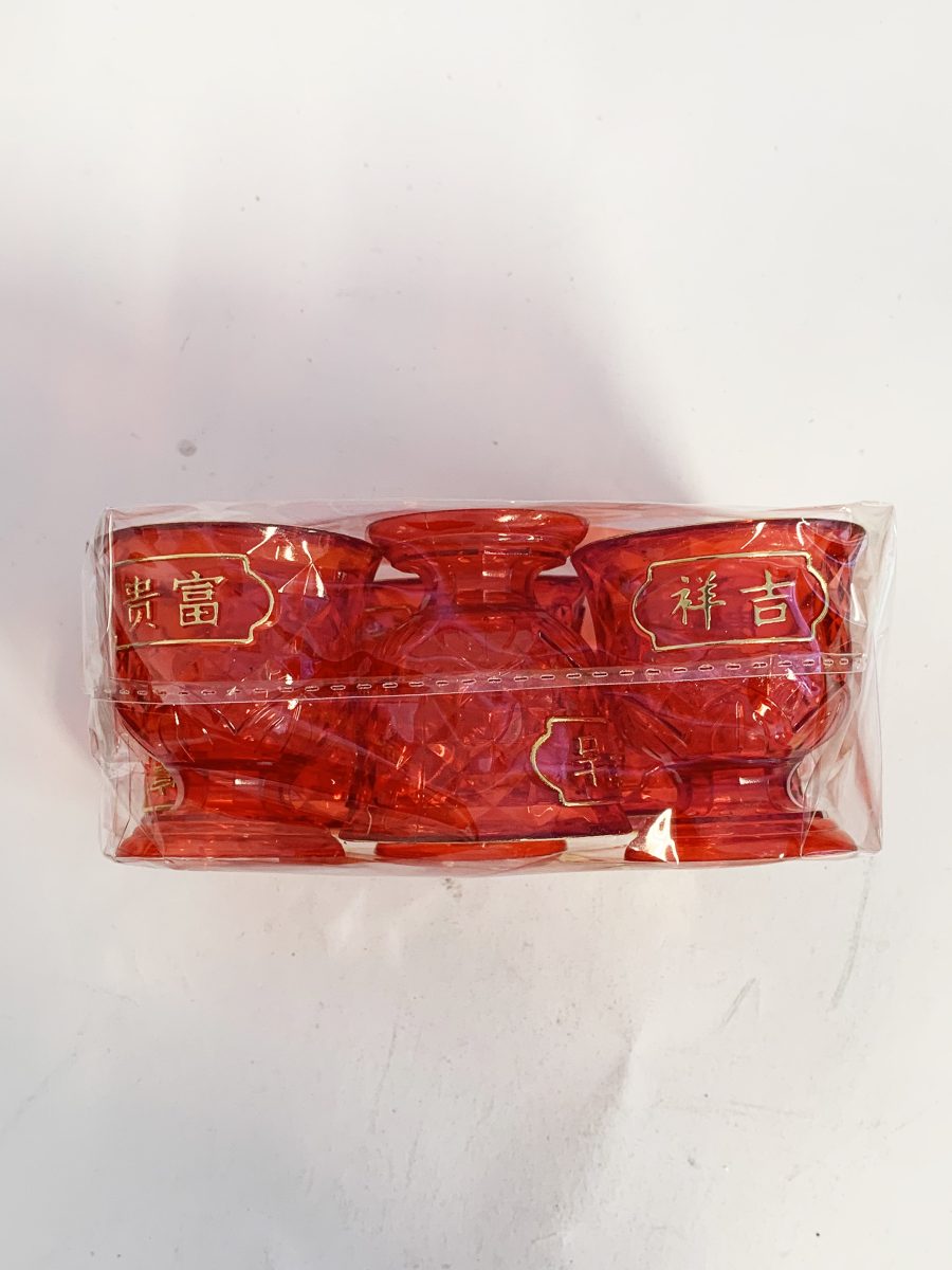 红色吉祥富贵水晶胶杯(拜神用)1*6*40 JOSS RED PLST CUP