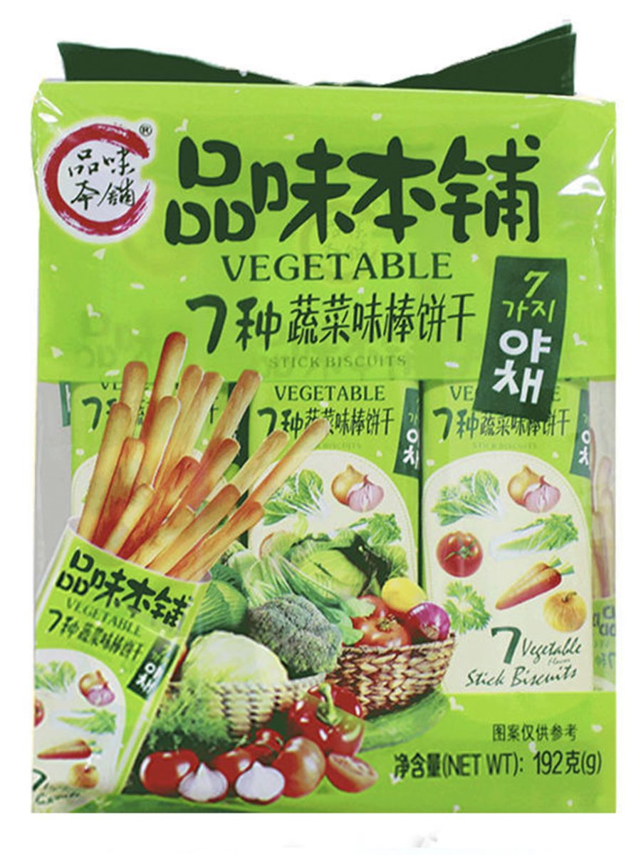 品味本铺7种蔬菜味棒饼干192G*12 PWBP 7VEGE STICK BISCUITS