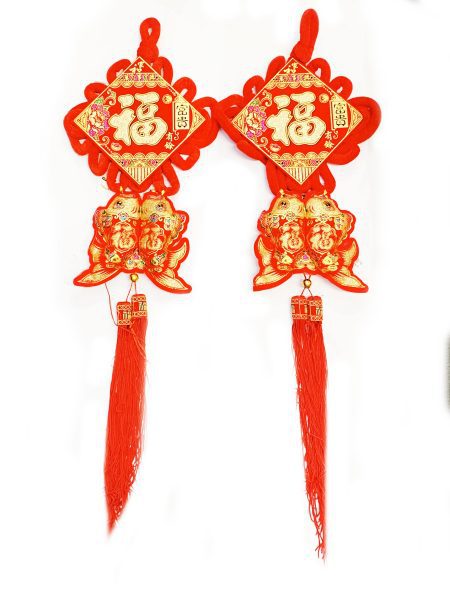 印花中国结双鱼12cm 1*300   注明：一包2个，此价格为单个的价格。CNY DECORATION - CHINESE DBL FISHES12CM