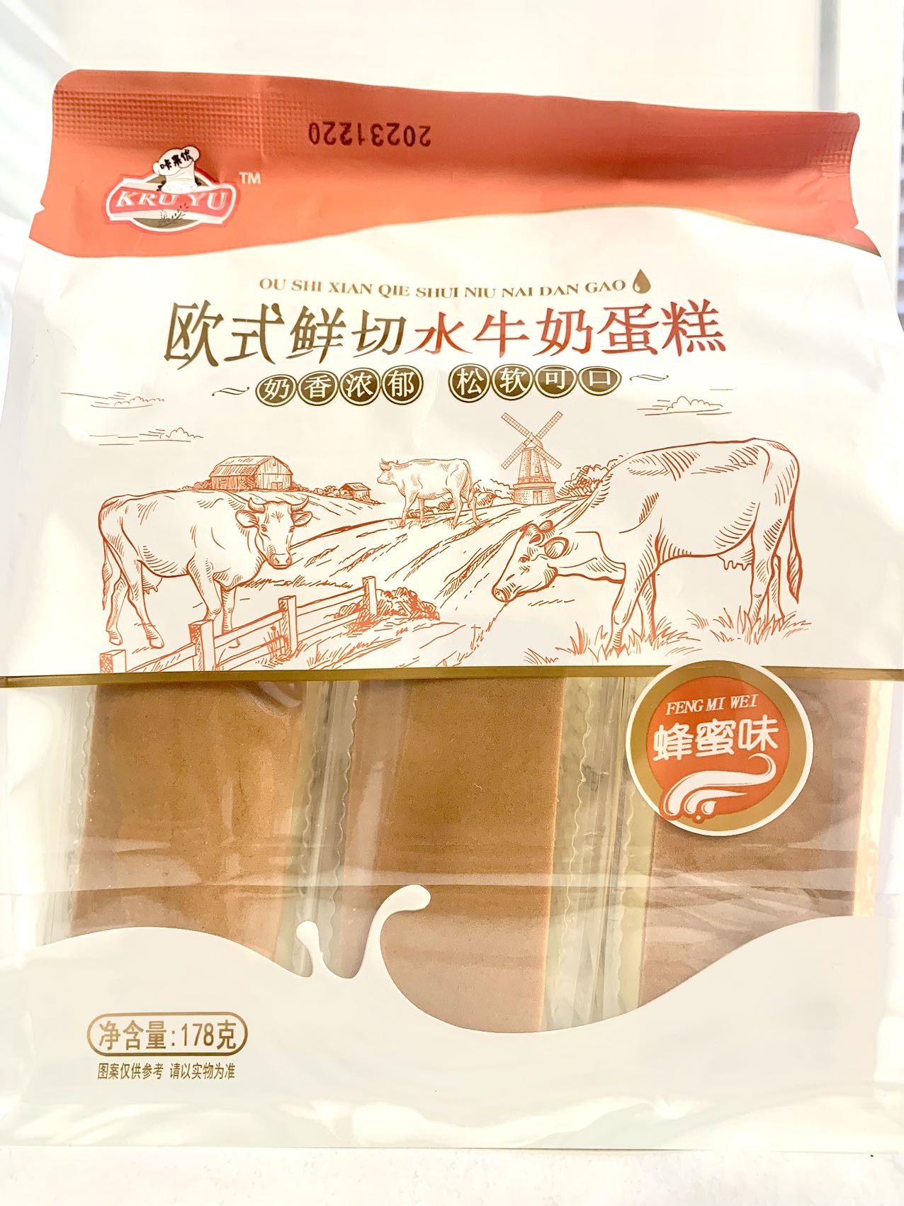 欧式鲜切水果蛋糕(蜂蜜)178G*12 KRU YU EUROPEAN FRESH CUT MILK CAKE HONEY FLV