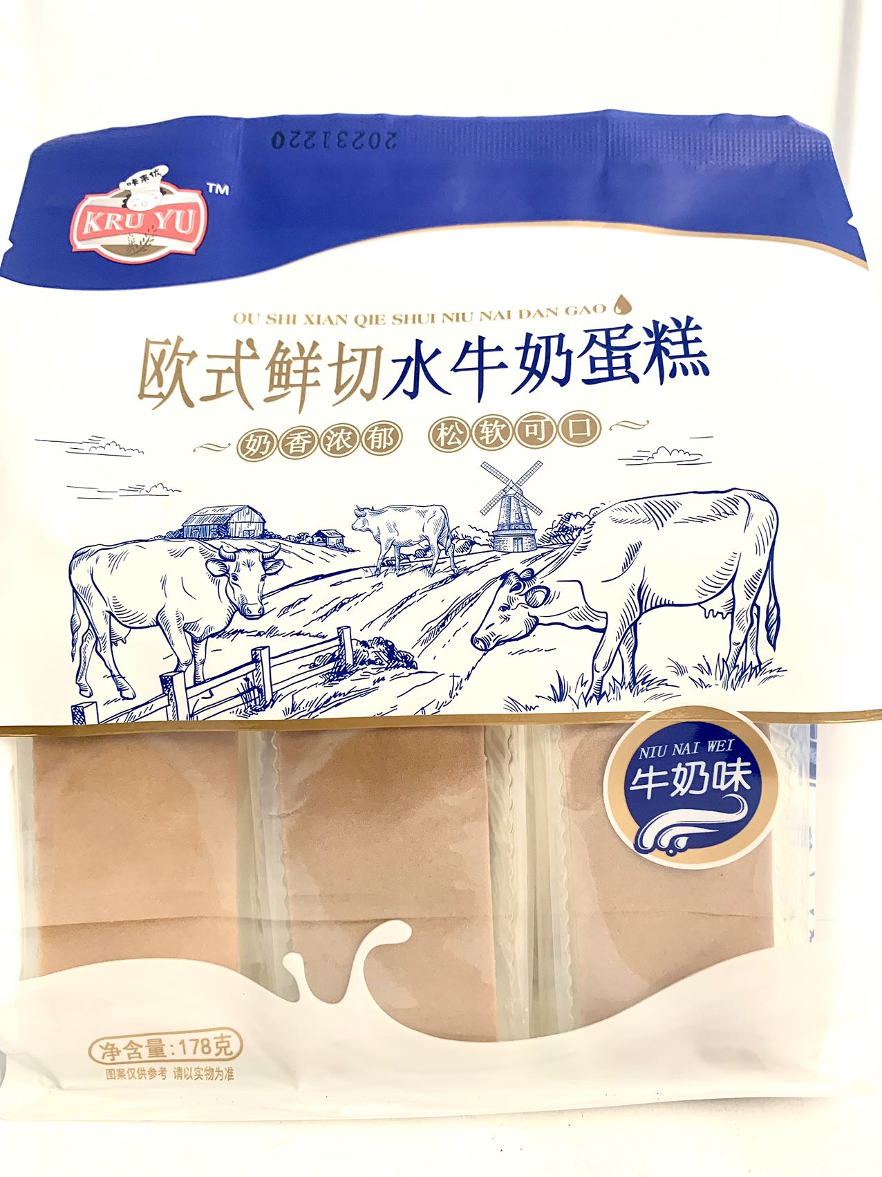 欧式鲜切水果蛋糕(牛奶)178G*12 KRU YU EUROPEAN FRESH CUT MILK CAKE MILK FLV