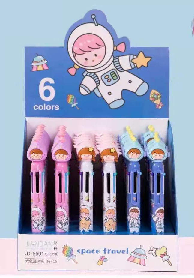 简丹JD-6601 巡游太空6色圆珠笔(36支*2)   JD SIX COLORS BALLPOINT PEN(TRAVELLING IN SPACE)