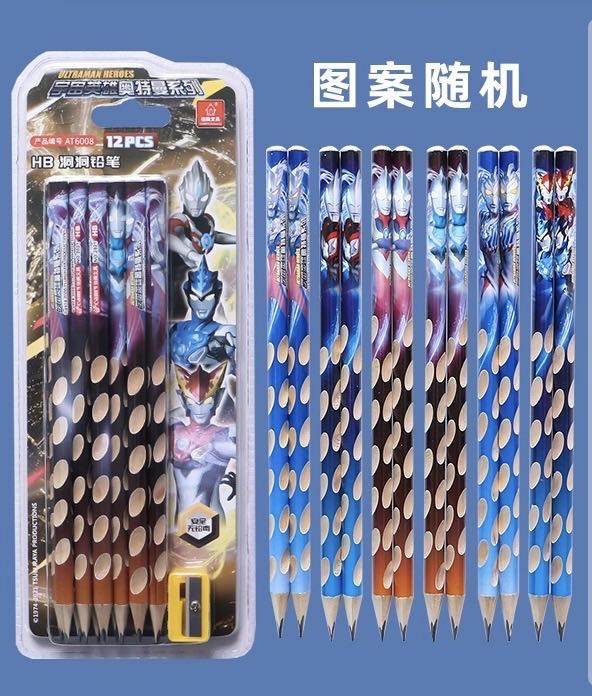 佳美AT6008-12支装沾顶洞洞笔奥特曼HB铅笔(24卡*2盒)  JM 12PCS STICKS OF TOP HOLE PEN ULTRAMAN HB PENCIL