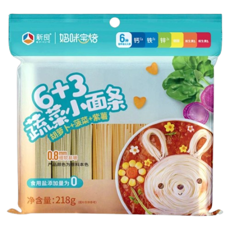 新良妈咪宝焙6+3蔬菜小面条218G XL MOMMY BAOBAB 6+3 VEGE NOODLES