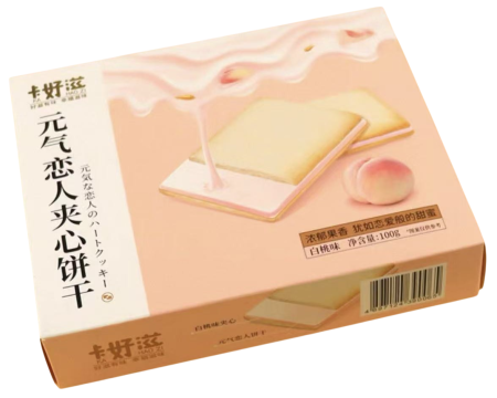 卡好滋元气恋人夹心饼干白桃味100G*24 KHZ ENERGETIC LOVER SANDWICH COOKIES WHITE PEACH FLA