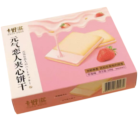 卡好滋元气恋人夹心饼干草莓味100G*24 KHZ ENERGETIC LOVER SANDWICH COOKIES STRAWBERRY FLA