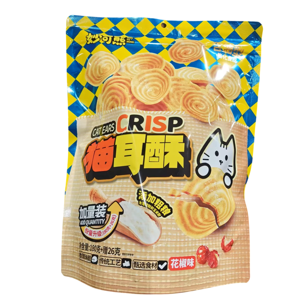 妙可熊猫耳酥花椒味180G*15 MKX CAT EAR CRISP SICHUAN PEPPER FLA
