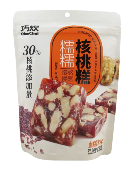 巧炊糯糯核桃糕血糯米味158G*18 QC NUONUO WALNUT CAKE BLACK GLUTINOUS RICE FLA