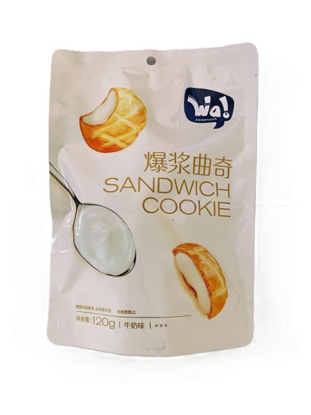 牛奶爆浆曲奇120G*24  WA! SANDWICH COOKIE MILK FLAVOR