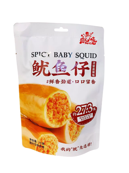 鱿嘻鱿鱼籽湘式香辣味75G*24  YX SPICY BABY SQUID HUNAN STYLE SPICY FLA