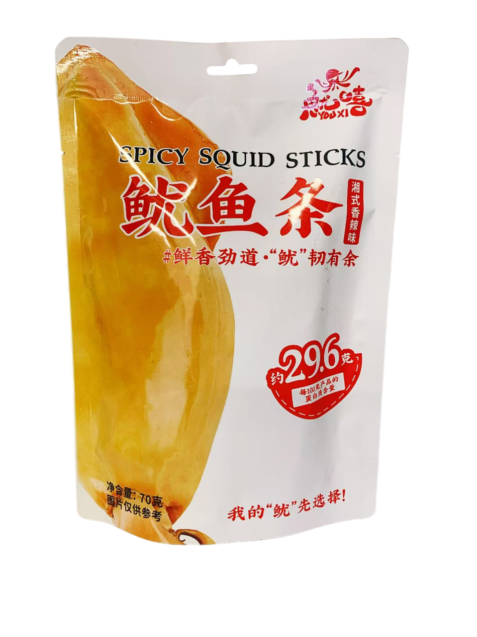 鱿嘻鱿鱼条湘式香辣味70G*24 YX SPICY SQUITD STICK HUNAN STYLE SPICY FLA